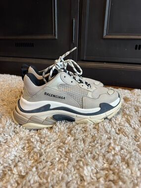 Balenciaga Beige and Black Triple S Style Chunky Sneaker